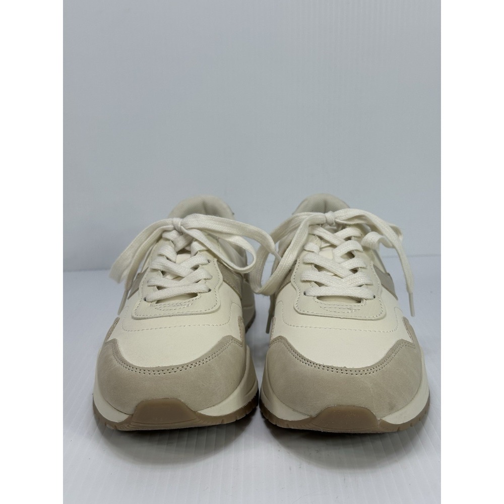 Time and Tru Ivory Memory Foam Faux Leather Sneakers Womens 10 Neutral Casual